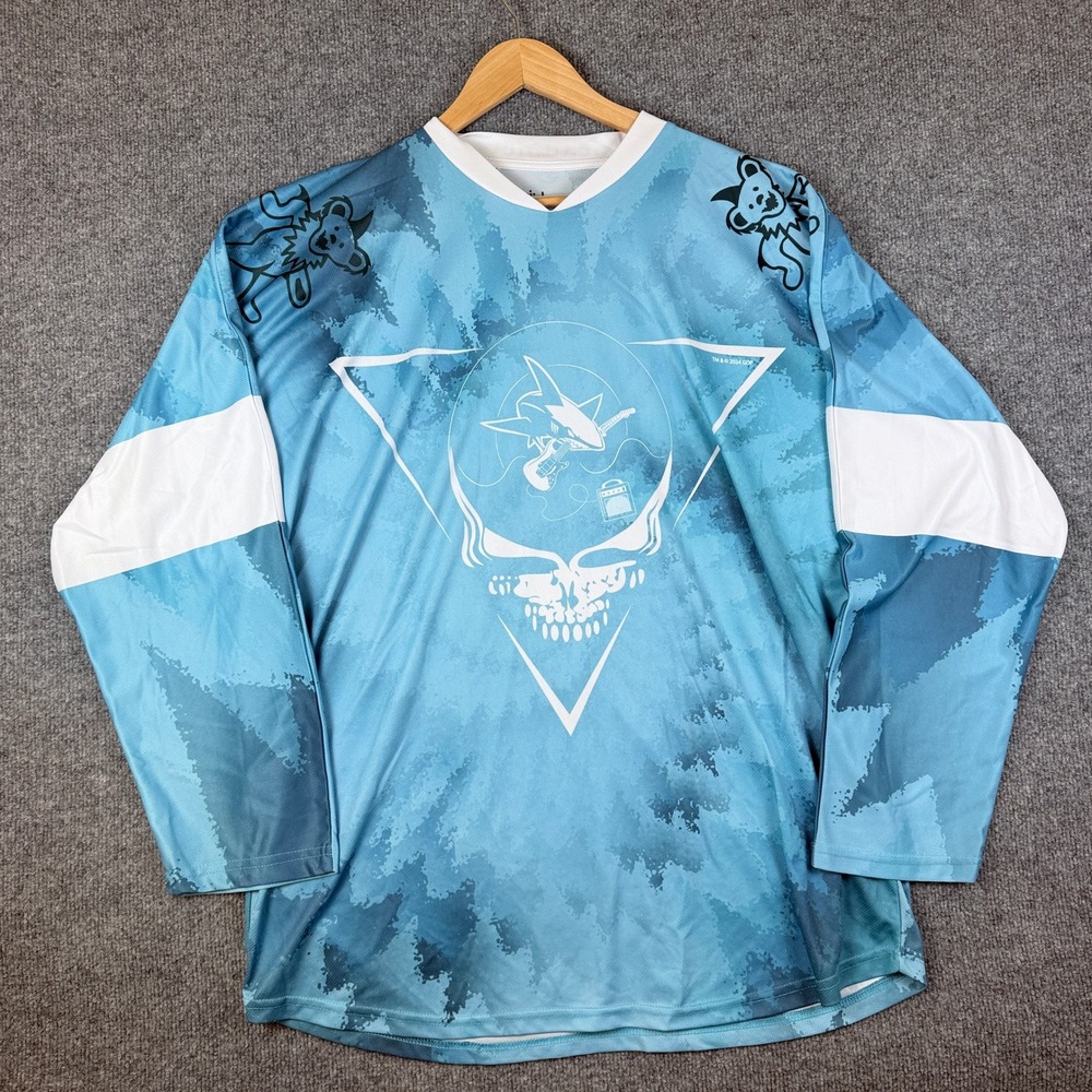 Grateful Dead x San Jose Sharks Jersey Mens XL Blue 2024 NHL Hockey Official